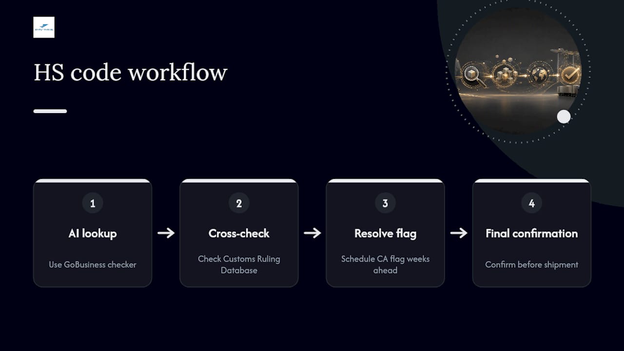 Diagram of HS code classification and validation steps
