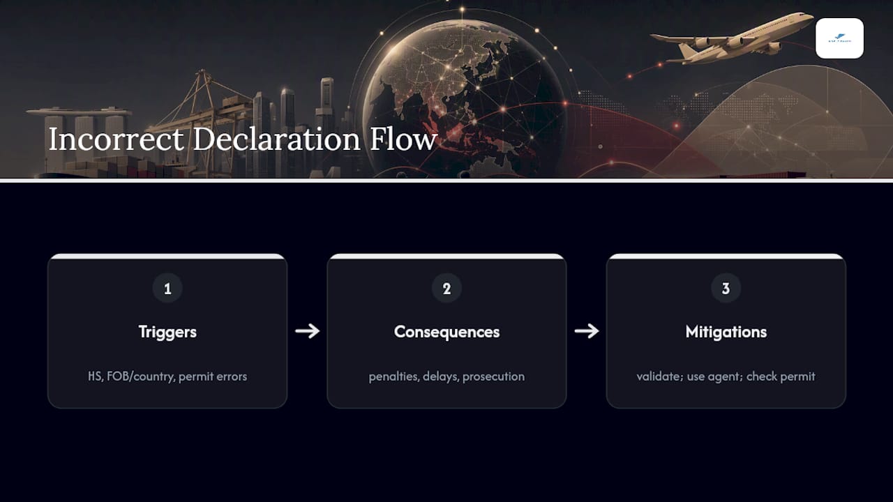 Diagram of export declaration errors and consequences
