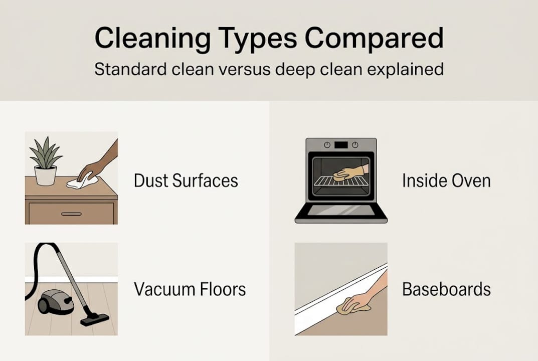 Infographic comparing standard and deep cleaning