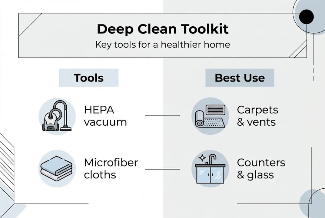 Infographic comparing deep cleaning tools and uses