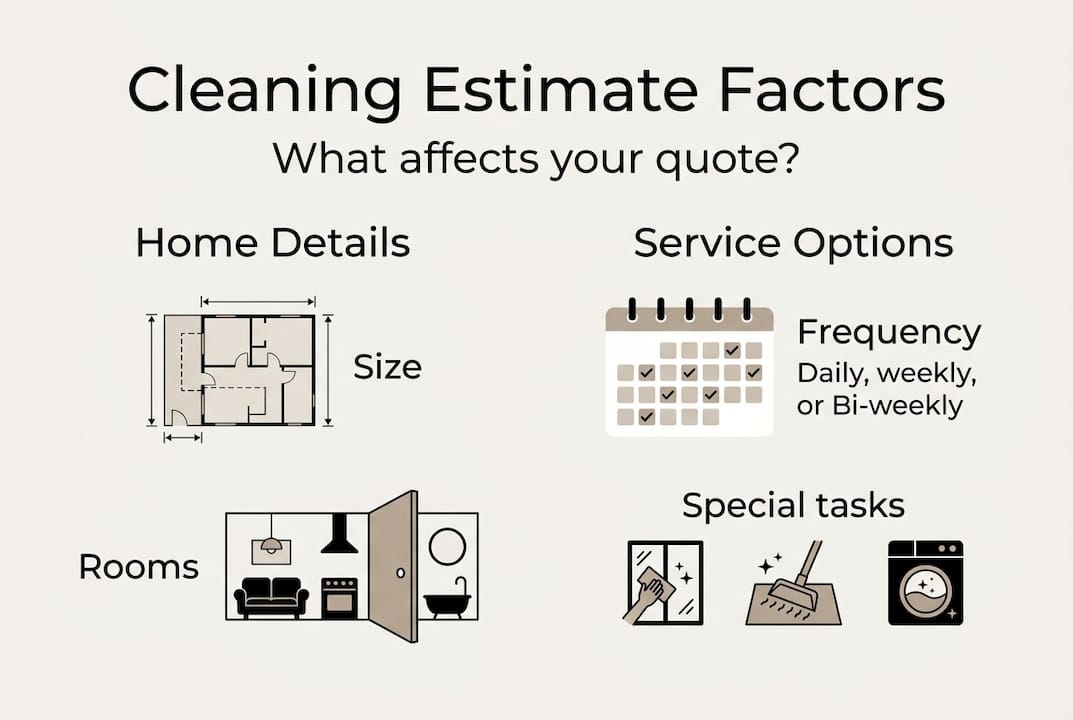 Infographic showing cleaning estimate main cost factors