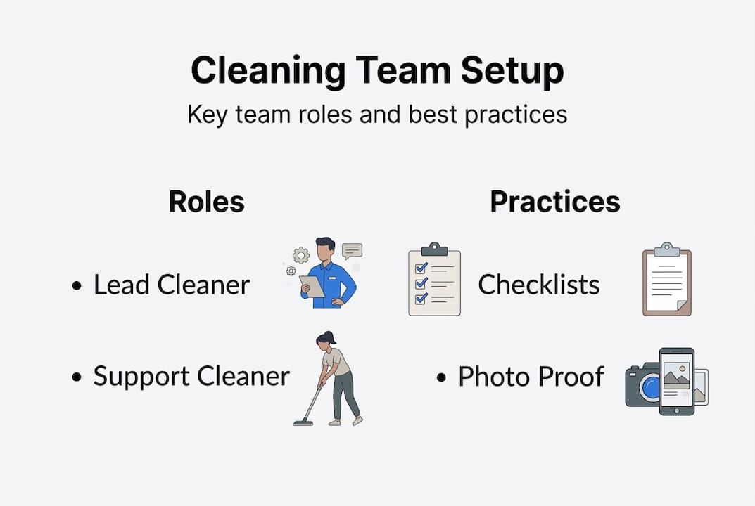 Infographic of Airbnb cleaning team roles and practices
