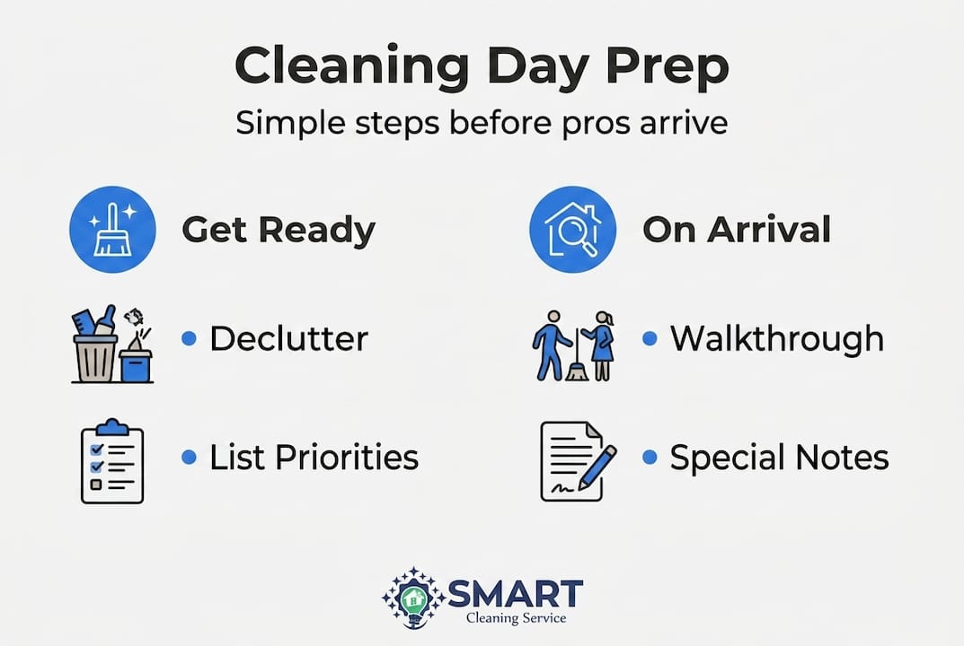 Infographic on cleaning day preparation steps