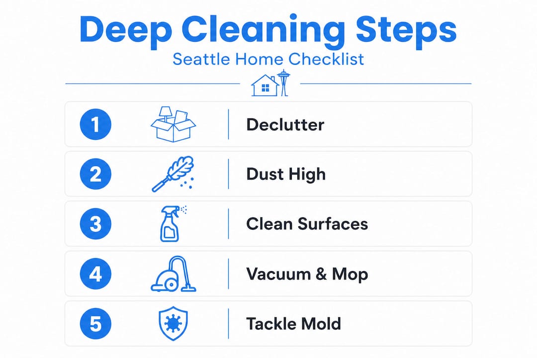 Vertical infographic of Seattle deep cleaning steps