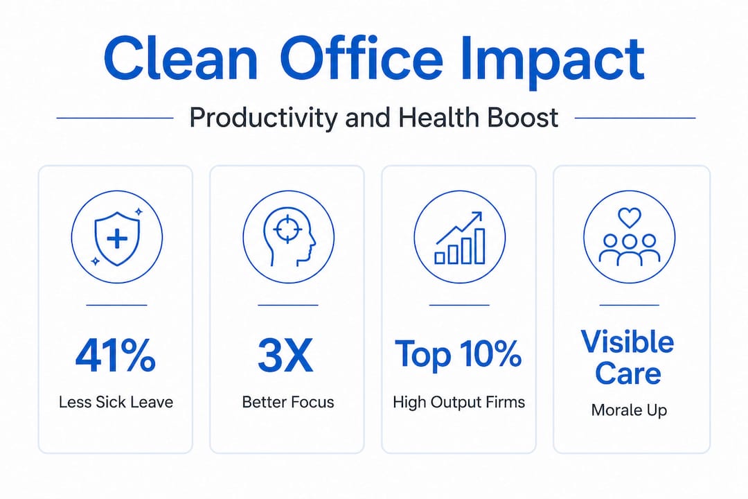 Infographic clean office productivity and health stats