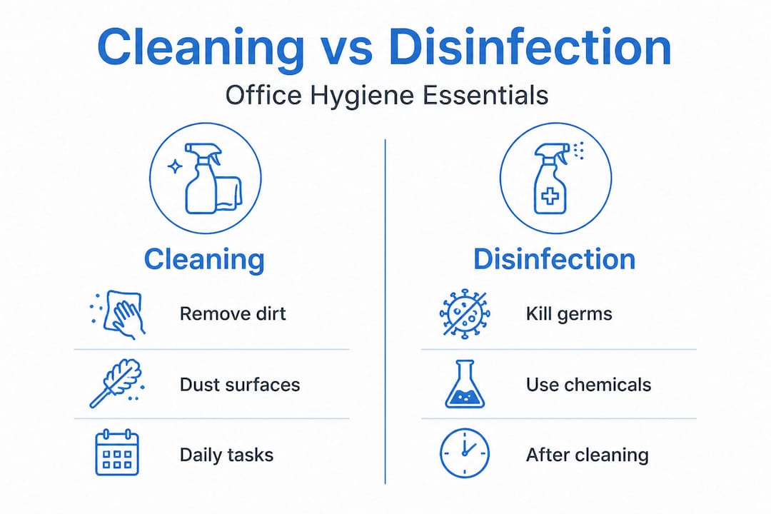 Infographic comparing cleaning and disinfection tasks