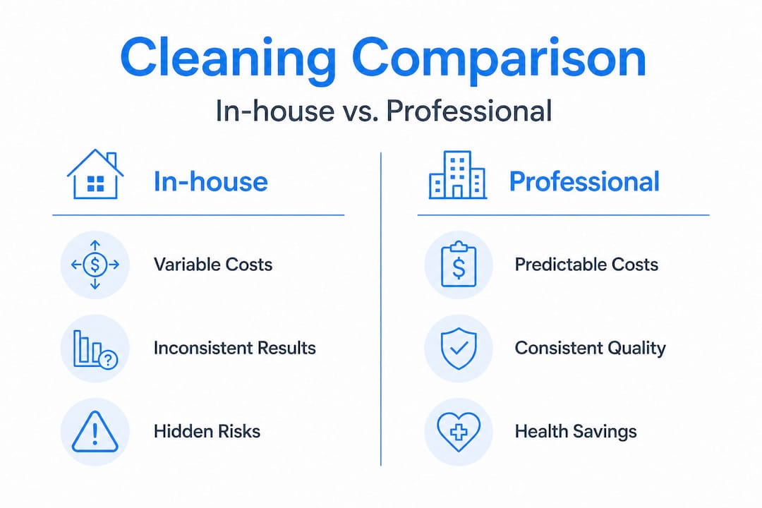 Infographic comparing in-house and professional cleaning