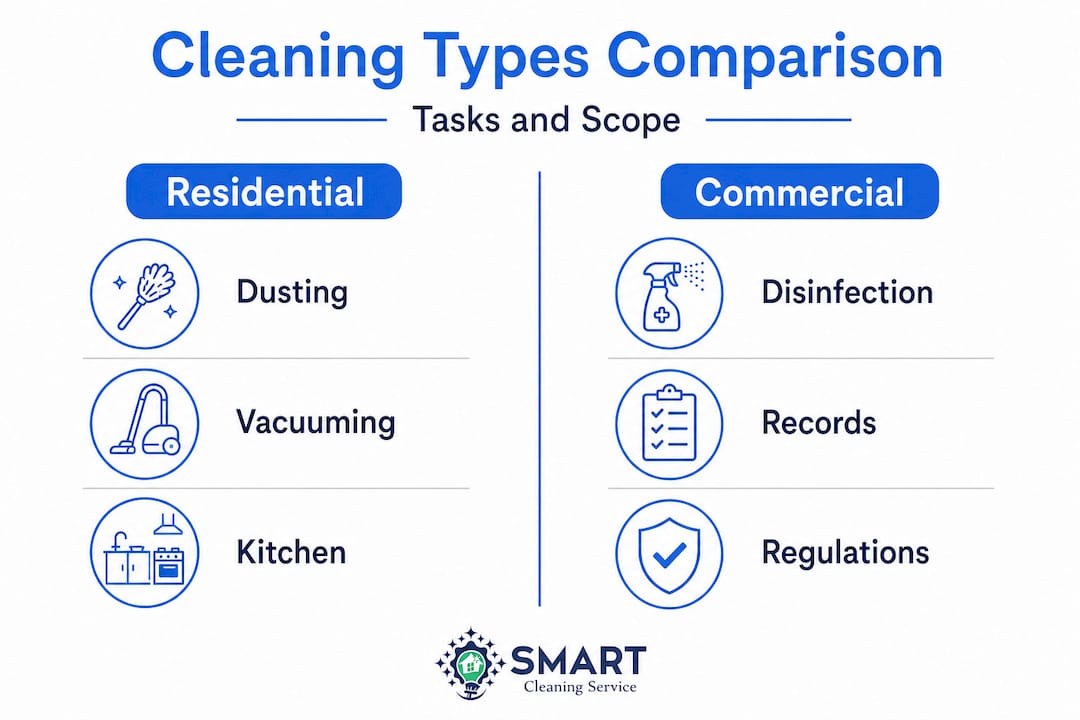 Infographic comparing cleaning types and scope