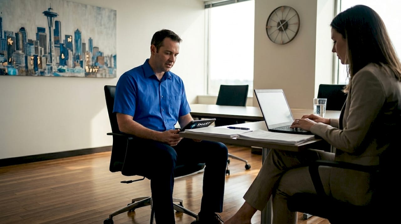 Cleaning staff interview in Seattle office