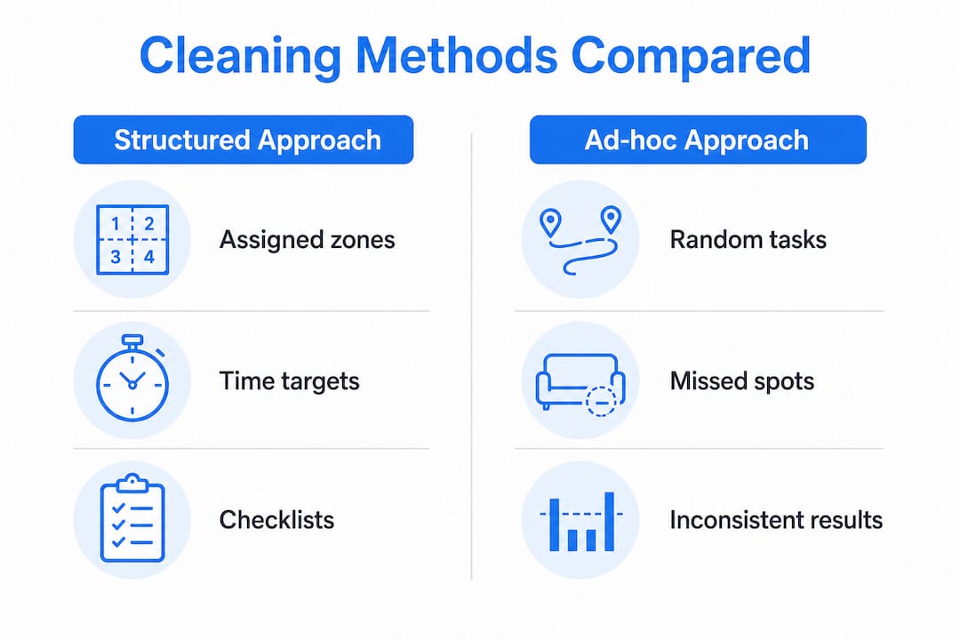 Infographic comparing cleaning method approaches