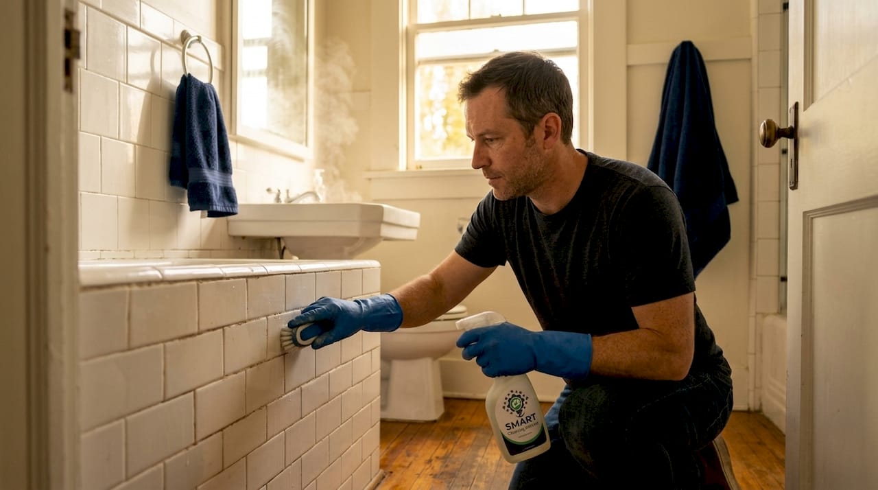 Cleaning mildew in Seattle bathroom