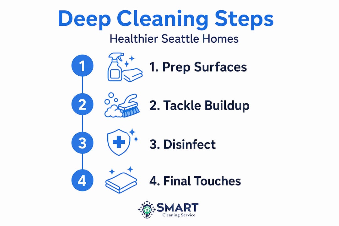 Infographic deep cleaning four numbered steps