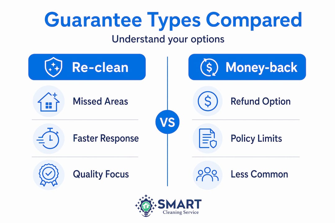 Infographic comparing cleaning guarantee types