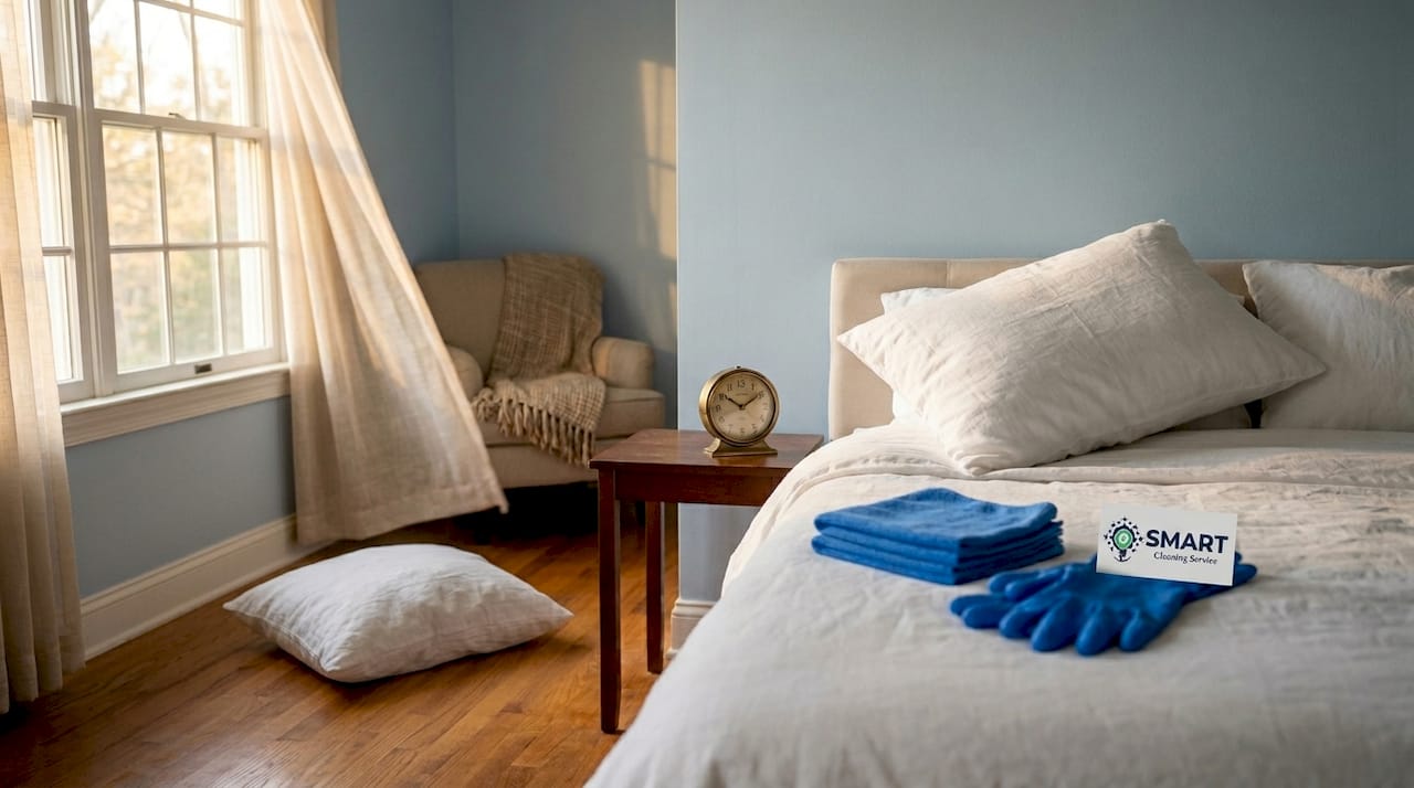 Neat bedroom ready for guest stay