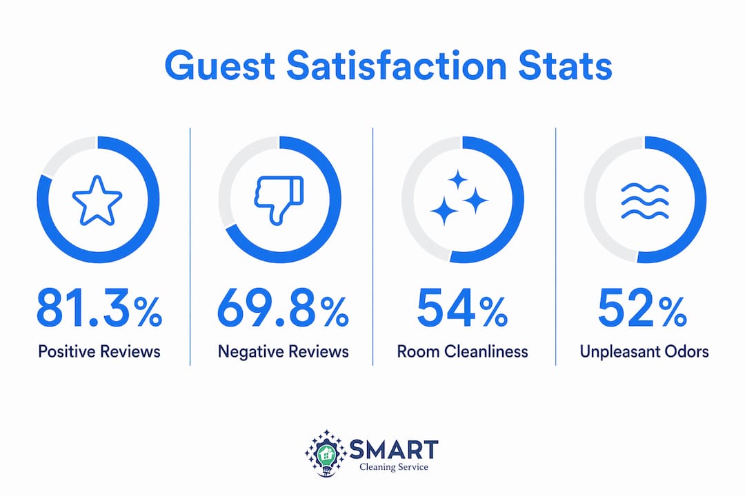 Infographic showing guest satisfaction statistics related to cleanliness