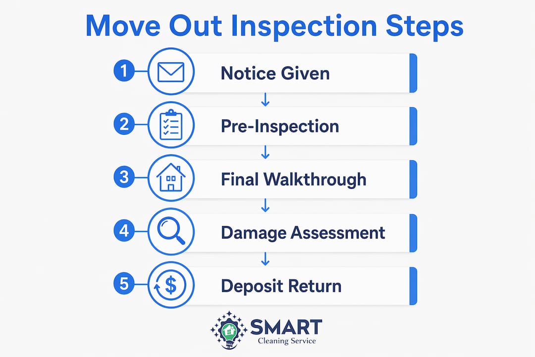 Infographic showing move out inspection step timeline