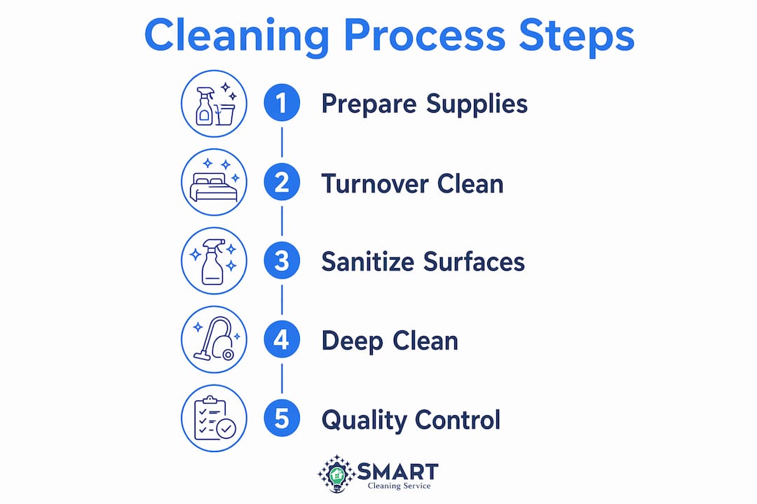 Infographic showing five step rental cleaning process