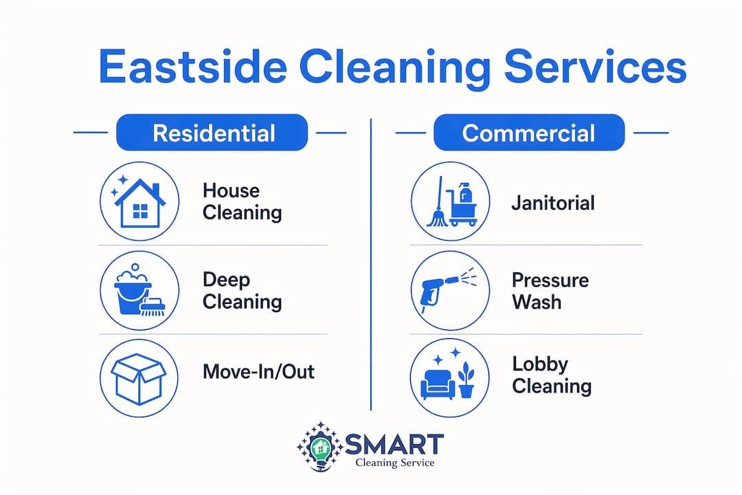 Infographic comparing residential and commercial cleaning services