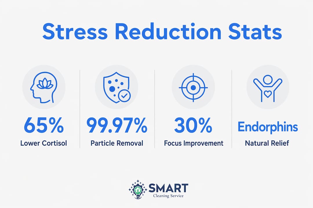 Infographic showing key stress reduction statistics