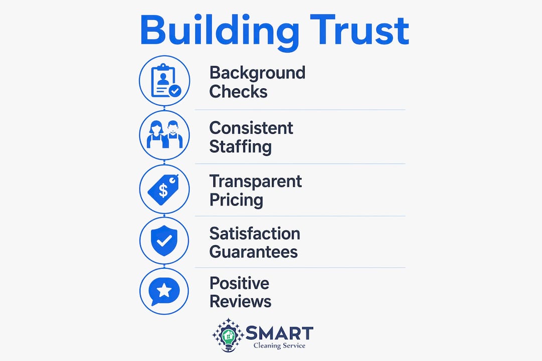 Infographic of trust building steps in cleaning services