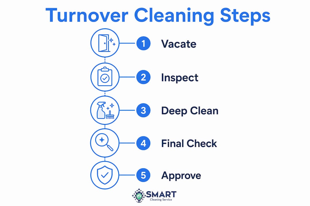 Infographic showing step-by-step tenant turnover cleaning process