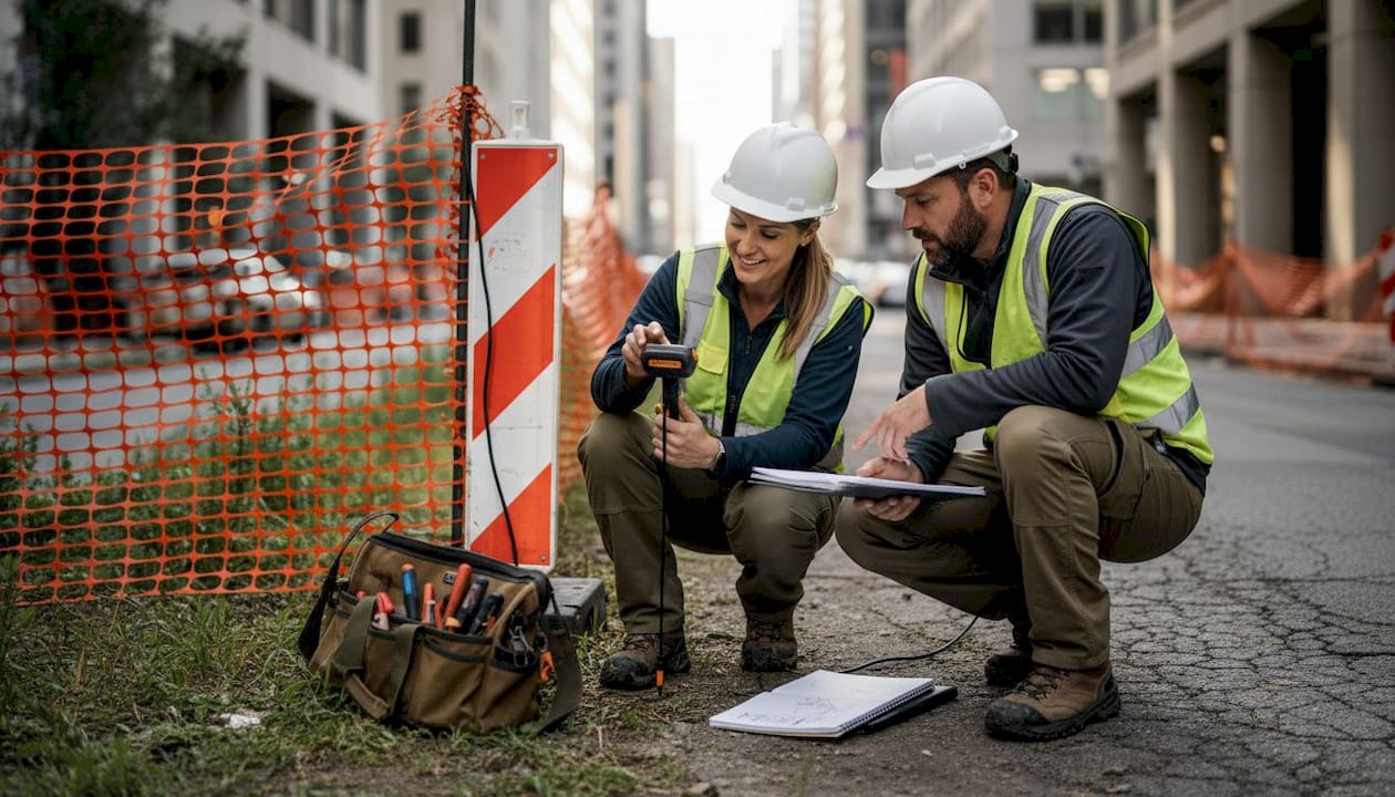 Engineers analyzing problematic ground conditions