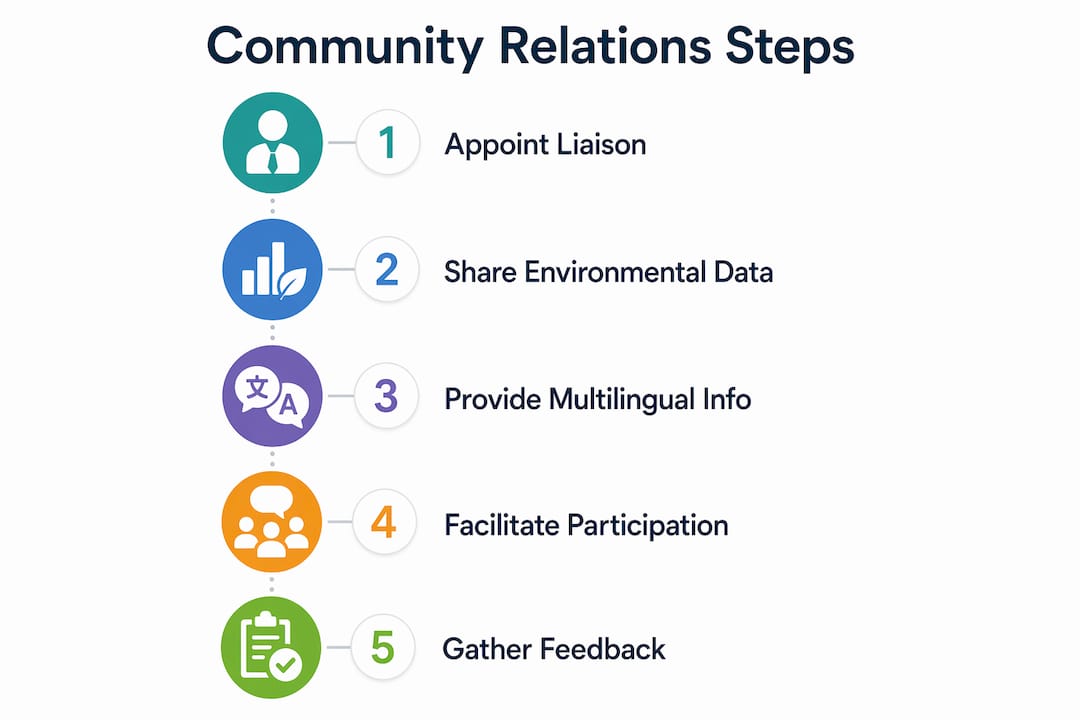 Infographic showing key steps in community relations