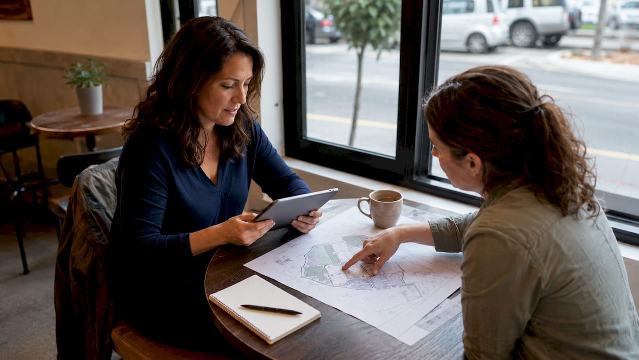 Project managers discussing groundwork planning in meeting