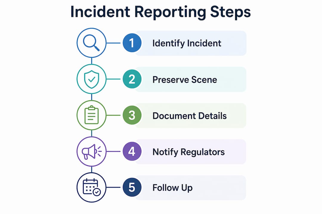 Infographic showing key steps in demolition incident reporting