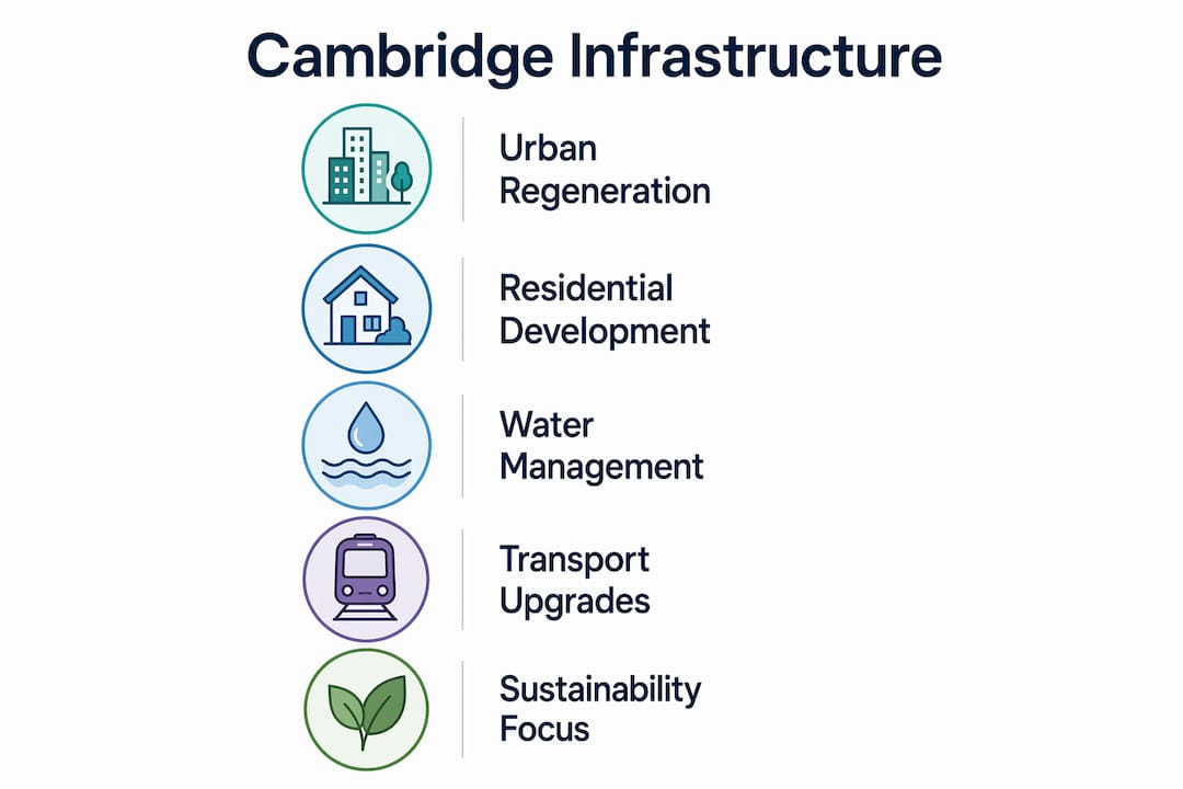 Infographic illustrating Cambridge infrastructure project types and stages