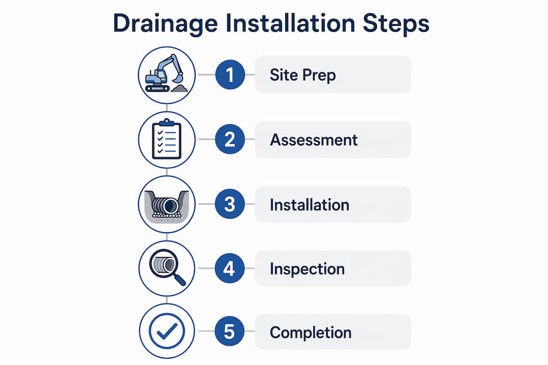 Infographic outlining stages of drainage installation process