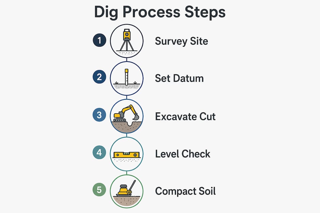 Infographic illustrating reduced level dig steps