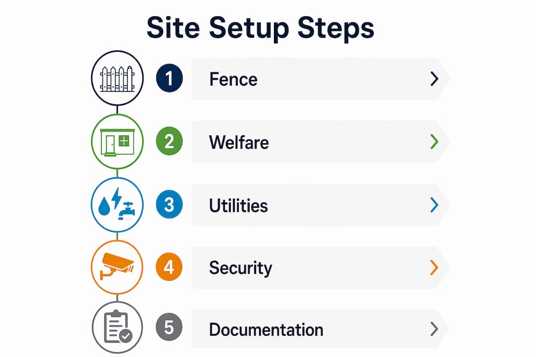 Infographic showing site setup checklist steps