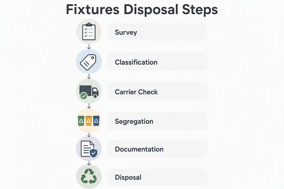 Infographic showing fixtures disposal process steps