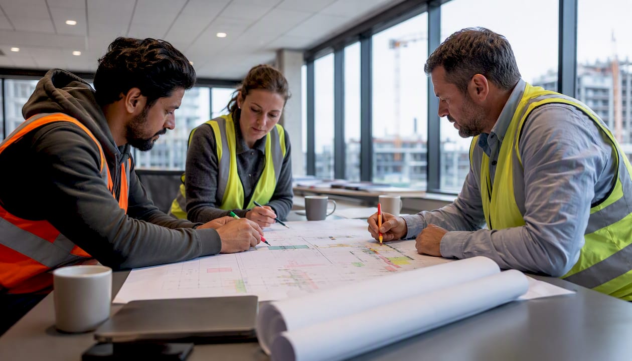 Contractors collaborating on construction programme