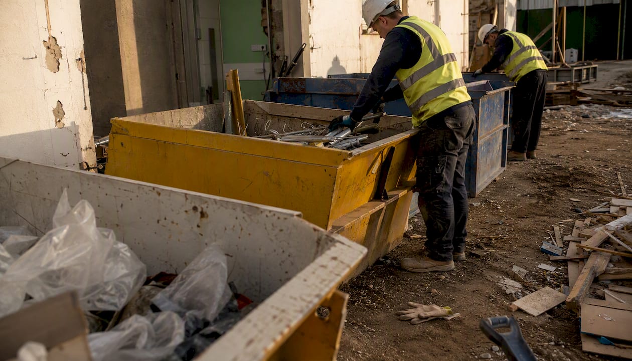 Manual waste segregation on construction site