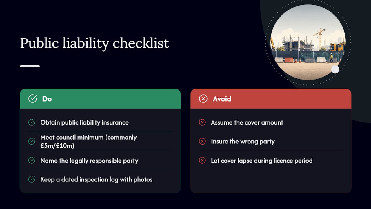 Do you need public liability insurance for site hoarding? — overview diagram