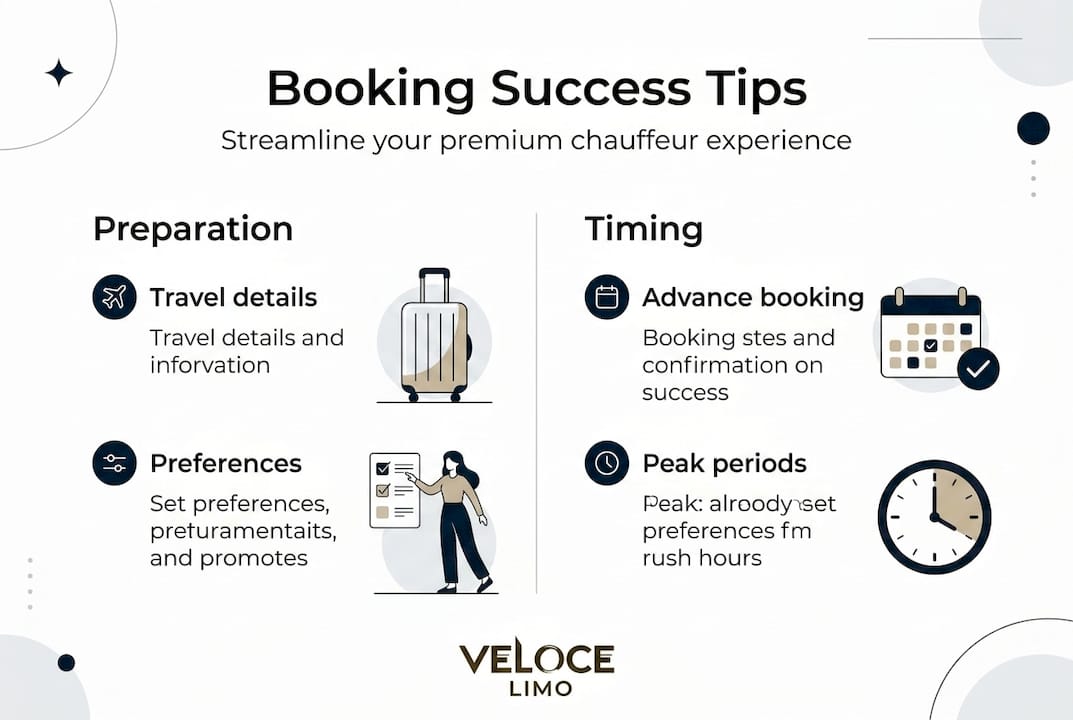 Infographic with chauffeur booking tips and key steps