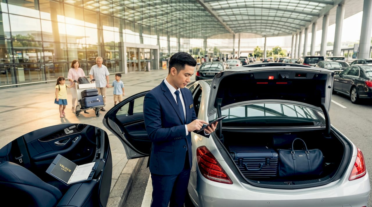 Chauffeur waiting curbside at airport arrivals