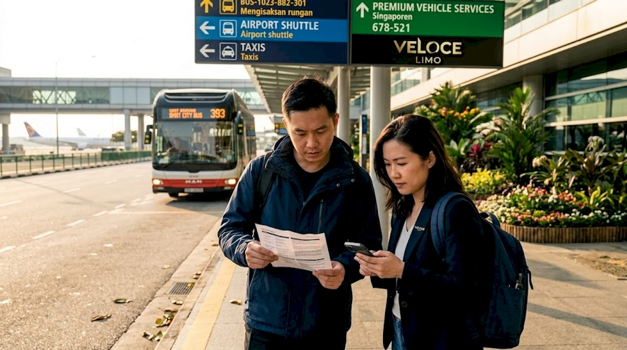 Travelers choosing between airport transport modes