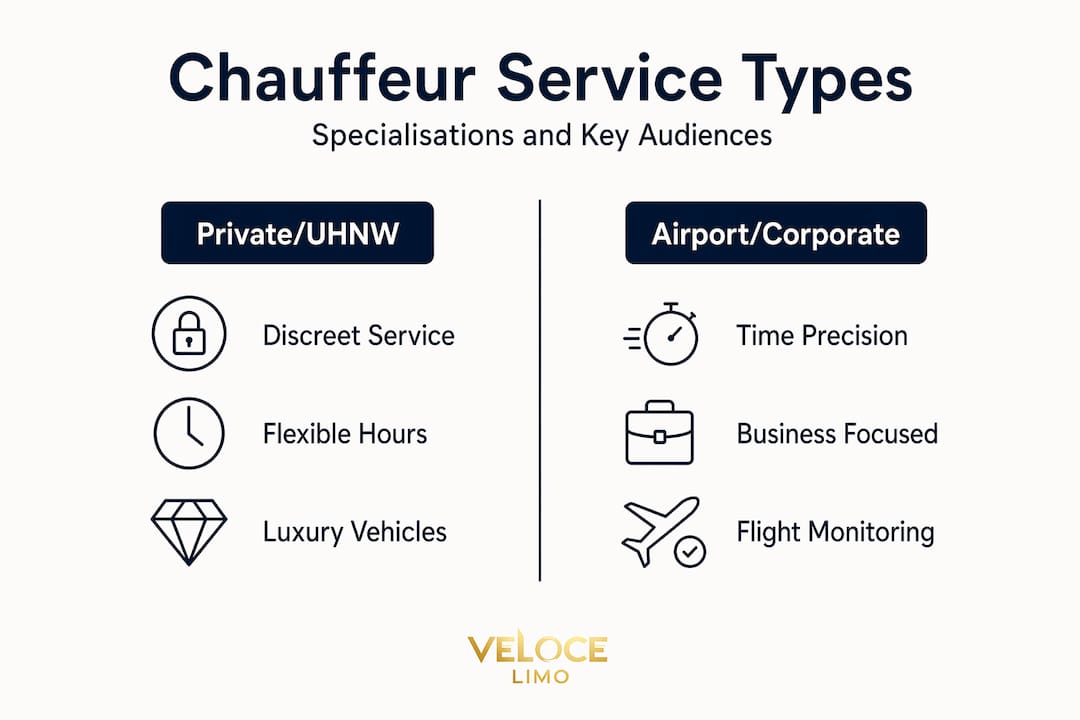 Infographic comparing chauffeur service types