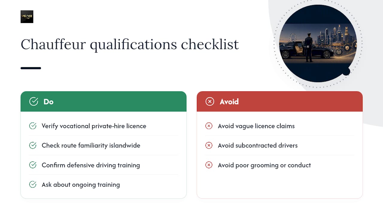 What qualifications should a Singapore chauffeur have? — overview diagram