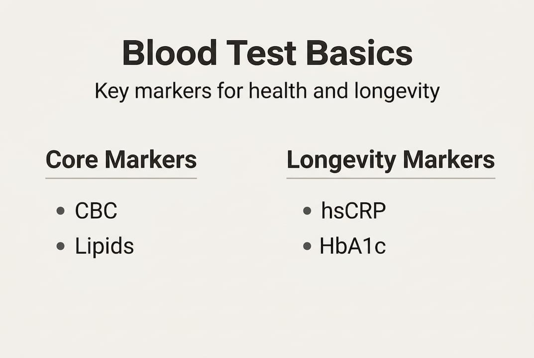 Infographic with core and longevity blood markers
