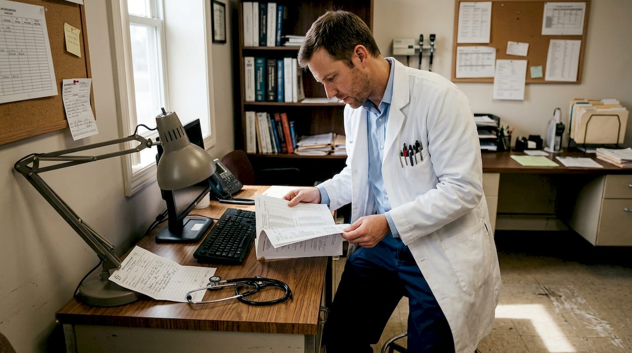 Doctor reviewing individual patient blood data