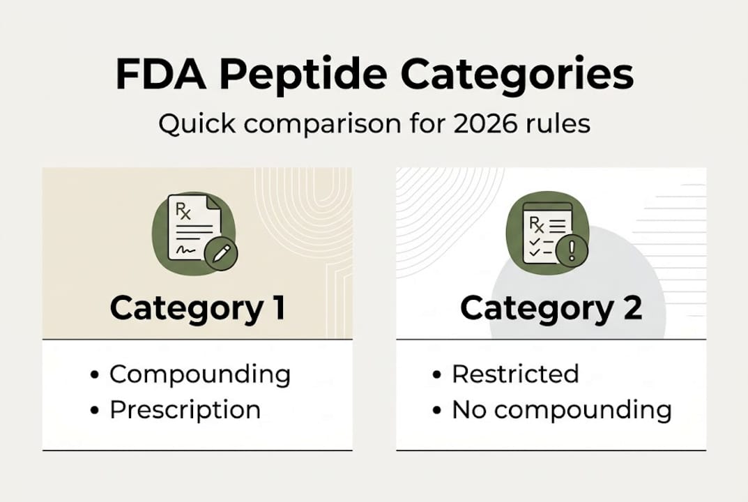 Infographic comparing FDA peptide categories