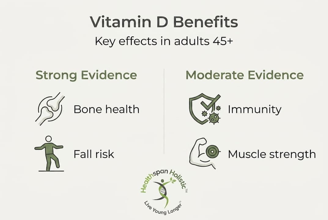 Infographic showing vitamin D benefit summary