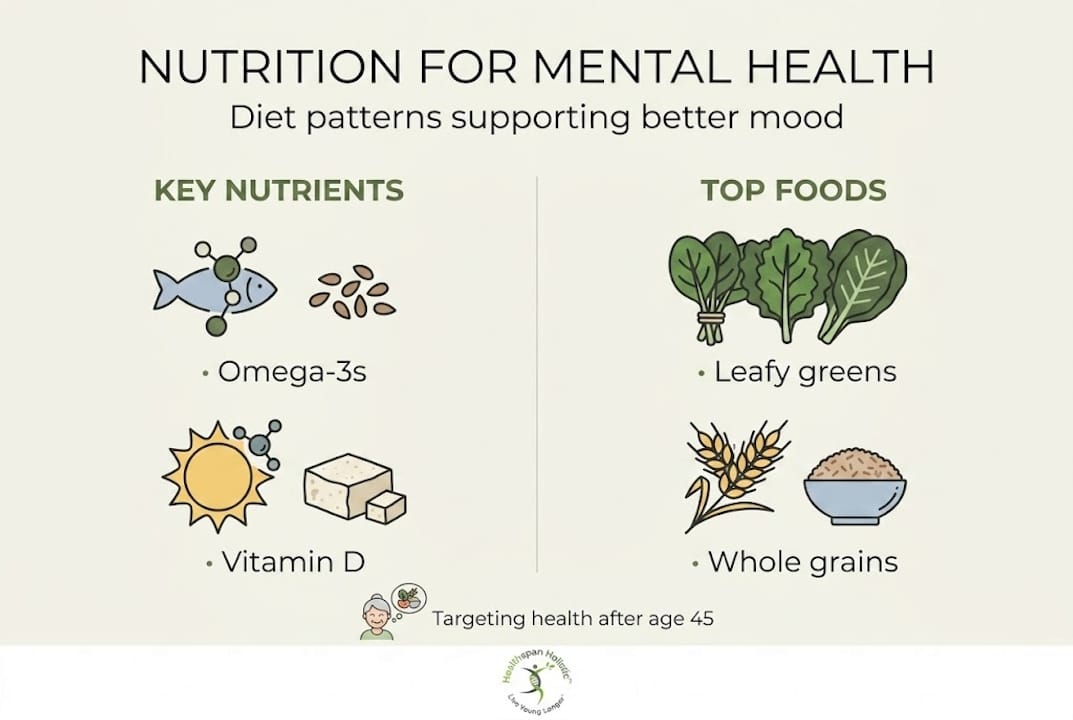 Infographic of nutrients and foods for brain health