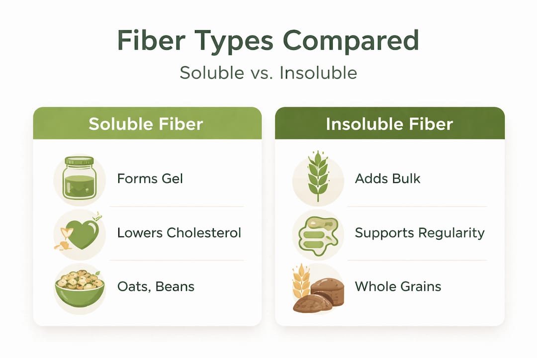 Infographic contrasting soluble and insoluble fiber