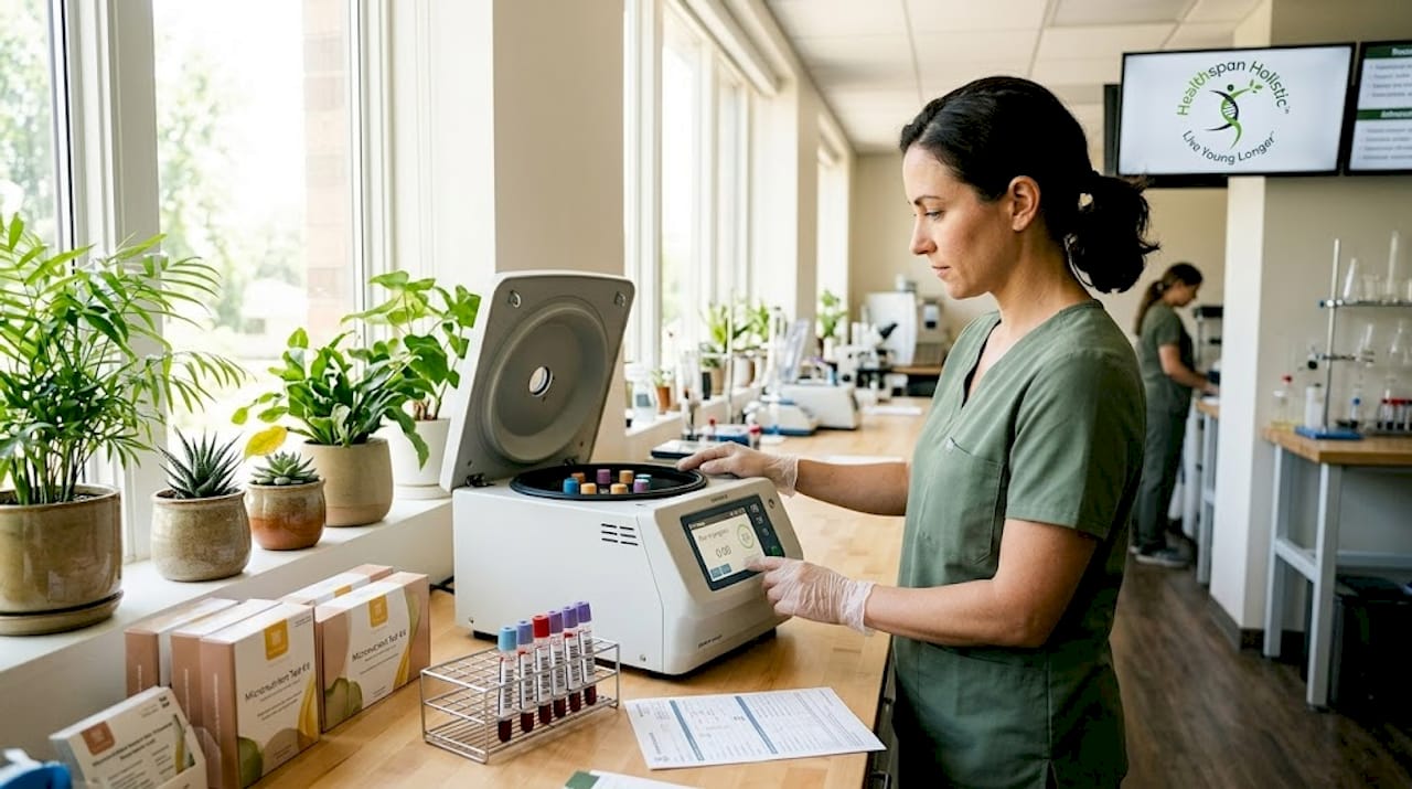 Lab technician preparing blood sample tests