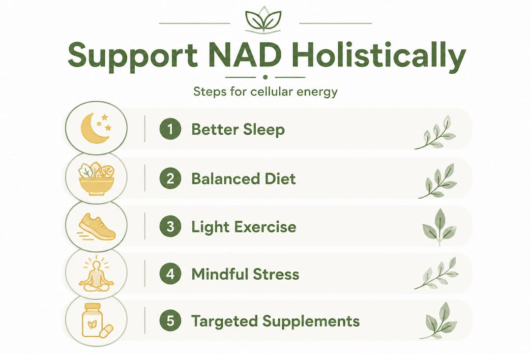 Infographic holistic steps to support NAD